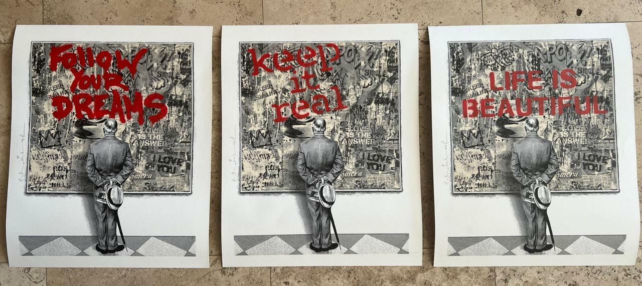 Primary image for Mr. Brainwash 3 Piece Suite Follow Your Dreams, Life is Beautiful, Keep it Real 