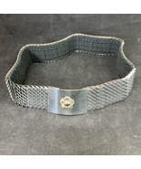 Vintage Silver Tone Metal Fish Scale Elastic Stretch Belt Flower Buckle - $24.68 CAD