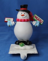 Snowman Stocking Hanger Christmas for Mantel or Hearth &quot;Be Merry&quot; - $9.64