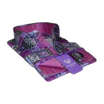 Men Shirt JValintin Turkey-Usa 100% Egyptian Cotton Axxess Style 1206-4 Purple image 5
