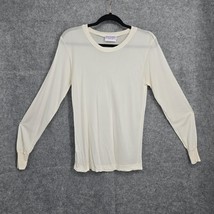 VTG SILKSKINS Top Women&#39;s 100% Imperial Silk Large Ivory Long Sleeve Bas... - $32.97