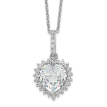 Cheryl M Silver  Fancy 100-Facet and Brilliant-cut CZ Heart 18.5 Inch Necklace Q - £62.86 GBP