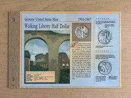 1943 Walking Liberty Half Dollar .90 Silver in Presentation Card/COA - £31.65 GBP