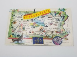 Vintage Postcard Greetings From Pennsylvania State Map Posted - £4.57 GBP