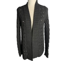 Ann Taylor Chunky Knit Cardigan Sweater S Grey Open Front Loose Long Sle... - $27.74