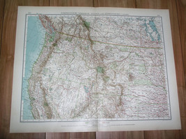 1911 Original Antique Map Nw Usa Washington Montana California Oregon Colorado - £22.28 GBP