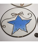 Set of 4 Pier 1 Appetizer Dessert 7.5&quot; Plates Star Tree Ornament Reindeer - $24.95