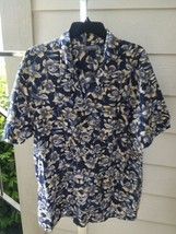 Vintage Structure - Blue Floral Button Up - Hawaiian Camp Shirt - Mens S... - £18.42 GBP