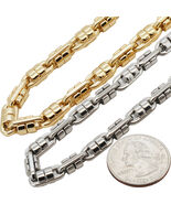 316L Stainless Steel 14k GP 6mm Barrel Link Chain Necklace Bracelet 8.5”... - $23.99+