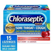 Chloraseptic Sore Throat &amp; Cough Relief, Wild Cherry 15 Lozenges - $6.81