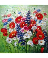 32x32 inches Flowe field  stretched Oil Painting Canvas Art Wall Decor m... - £117.85 GBP