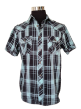 Helix Shirt Men&#39;s Size M Athletic Fit Multicolor Plaid Cotton Blend Button Front - $18.81