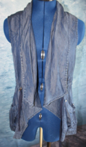 Mi ami Women&#39;s Blue Sleeveless Open Draped Front Cinch Waist Vest ~S~ - $19.99