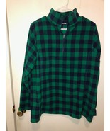 Lands End Womens SZ Large Tartan Plaid 1/4 Zip Pullover Fleece Top - €11,25 EUR