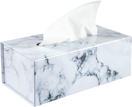 Upgrade Your Decor with Marble Rectangular Tissue Box Cover Elegant Holder NEW - £14.30 GBP