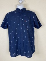 Levi&#39;s Men Size M Blue Southwestern Button Up Shirt Short Sleeve Pocket - £5.30 GBP