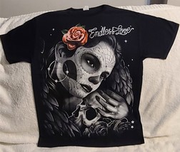 Day Of The Dead Woman Skull Flower Rose Wings Endless Love T-SHIRT - £8.93 GBP