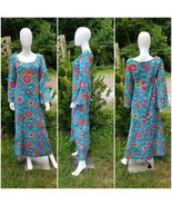 Vintage 1960-70s Concept swirl bright floral long hippie maxi gown dress S - $77.22