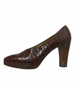 Yves Saint Laurent Reptile Embossed Leather Pumps Size 8.5M Heels Brown ... - £132.35 GBP
