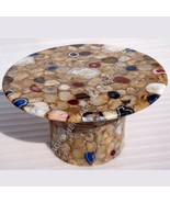 30" Marble Agate Coffee Table Top With Stand Handmade Inlay Stone Decor E1339 - $1,777.06