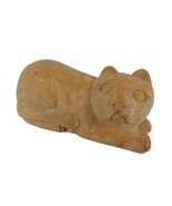 Vintage 90s Laying Cat Carved Wood 4.5&quot; Figurine, Made in Germany Wooden... - $549.49 MXN