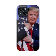 President Donald Trump Hugging American Flag Iphone 7-15 Phone Case - £23.59 GBP