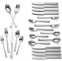 Lenox Summerton 62 Piece 18/10 Stainless Flatware Service for 12 Glossy New - £199.50 GBP