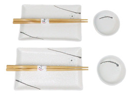 Yukino Hana Porcelain Sushi Plates Sauce Dishes Chopsticks Dinnerware Se... - $558.55 MXN