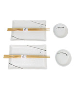 Yukino Hana Porcelain Sushi Plates Sauce Dishes Chopsticks Dinnerware Se... - $41.52 CAD