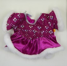 Build a Bear Dark Pink Silver Sequins Fur Sparkle Leotard Dance Dress BABW - £15.97 GBP