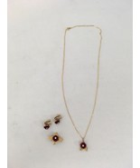 Faux Diamond Rose Gold Chain Necklace Earrings Brooch Pin Set - £14.98 GBP