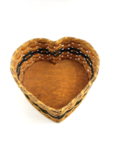 Handcrafted Heart shaped Woven Wicker Wood Decorative Basket  - £19.57 GBP