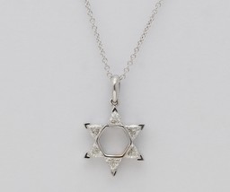 18k White Gold Triangle Star Of David Diamond Pendant (0.62 Ct H VS Clarity) - £921.94 GBP
