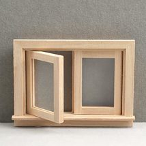 AirAds Dollhouse DIY 1:12 Miniature Double Panels Window Frame Unfinished Wood - £3.82 GBP