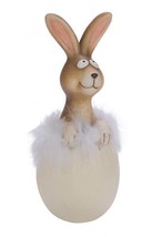 New Ceramic Rabbit with Feathers, Natural, 9 x 9 X 24,5 CM, Handmade, Germany - £18.40 GBP