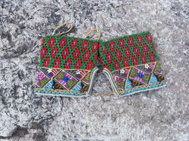 Hand knit leggings, unique one of a kind colorful leggings, folk accessory - $35.00