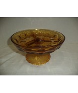 Thumb Print Amber Glass Pedestal Divided Dish - $468.45 MXN