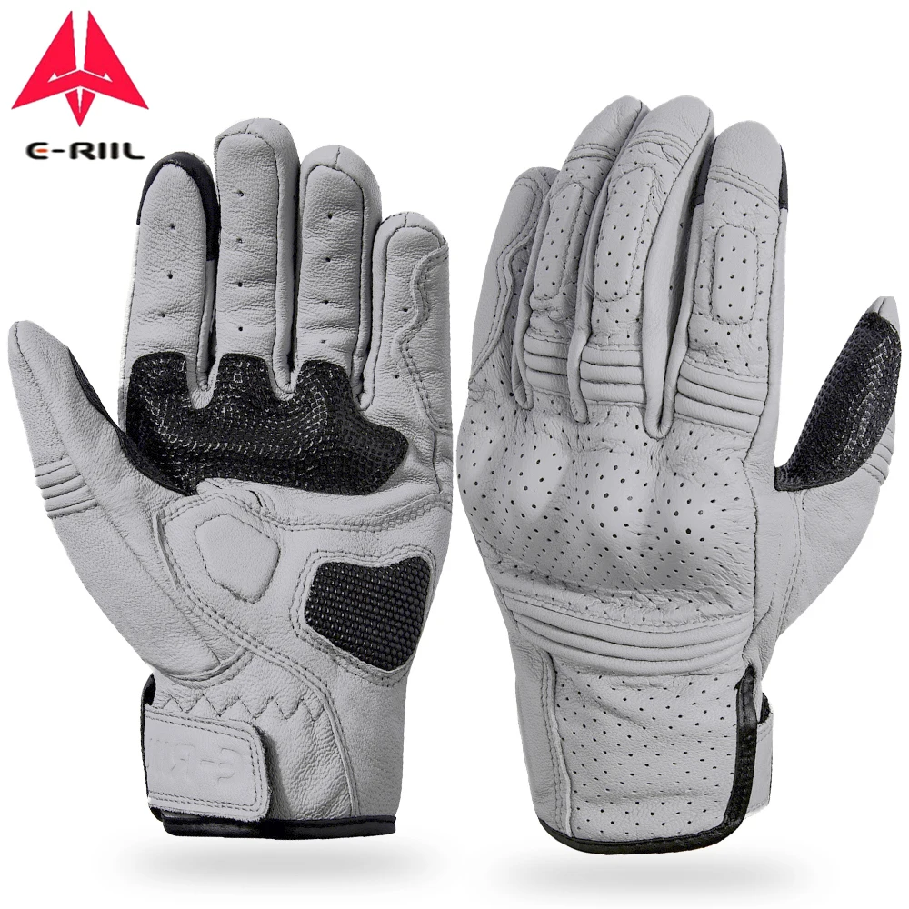 Retro Real Leather Motorcycle Gloves Moto Waterproof Gloves Full Finger Guants - £38.16 GBP+
