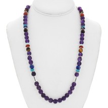 Navajo Amethyst Beads Sterling Silver Treasure Necklace, 21 Inch, Rose Singer - £222.14 GBP