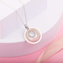 925 Sterling Silver Two-tone Circles Pendant Necklace - $26.88