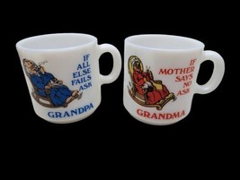 If Mother Says No Ask Grandma Milk Glass Mugs All else fails ask Grandpa... - £16.06 GBP