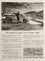 1943 Print Ad Chevrolet Service Chevy Stranded at Night on Lonely Road - $19.78