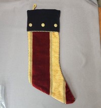 Vintage Christmas Stocking Woof &amp; Poof Gold Chenille &amp; Red Velour Black ... - $74.25