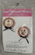 Mini Vine Wreaths Counted Cross Stitch Kit Craft DIY Pineapple Strawberries - £7.75 GBP