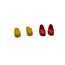 Vintage Marx Sindy Doll Shoes Yellow Slip Ons Clog and Red Heeled (2 Pair) - $23.99