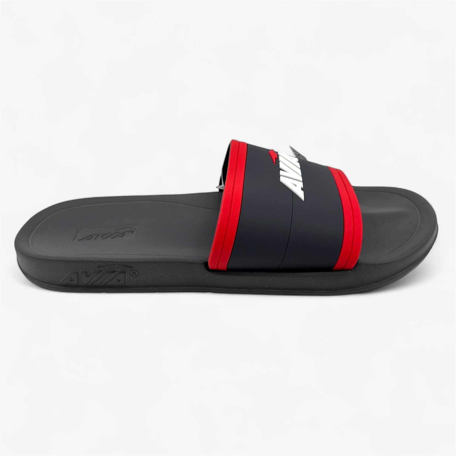 Avia Striped Grey White Red Mens Sandal Slide