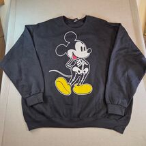 Disney Mickey Mouse Skeleton Sweatshirt XXL Spooky Graphic Crewneck Black - €30,25 EUR