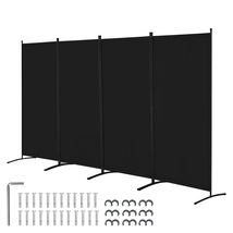 VEVOR Room Divider, 4-Panel, Folding Privacy Partition, Freestanding, Black - $58.99