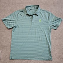 UNDER AMOUR Heat Gear Loose Polo Shirt Mens Large Green Striped Performa... - $24.62