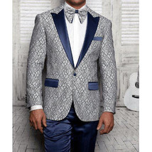 Men Insomnia Manzini Blazer Stage Performer Singer MZN136 Sky Blue Lace design image 2